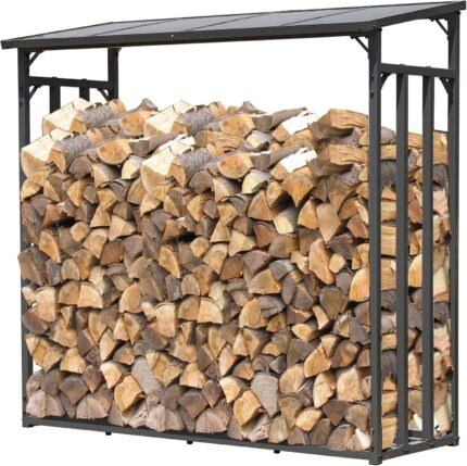 QUICK STAR Estante metálica para leña antracita 185 x 70 x 185 cm Jardín Prinidor Refugio de 2,3 m³ de Madera Almacenamiento apilables Ayuda Exterior